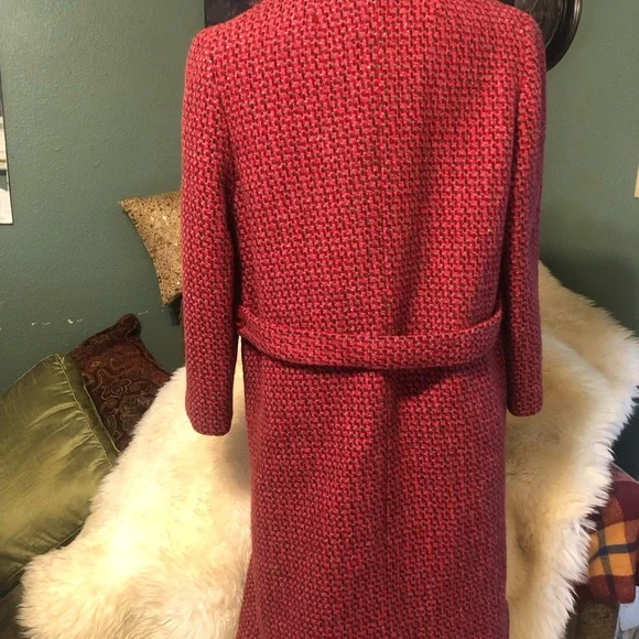 Harris tweed 100% Virgin Handwoven Scottish wool coat-Med. Red/pink multi - Picture 6 of 8